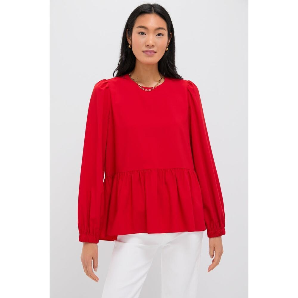 POMANDER PLACE Red Carlota Peplum Blouse Size M NWT Retail $98 Tuckernuck